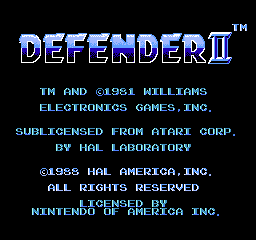 Defender II (USA) Title Screen